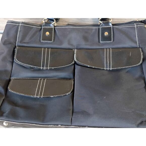 Merona Black Large Tote Handbag – Laptop Insert, Pockets, Travel Carry-On - Picture 1 of 6